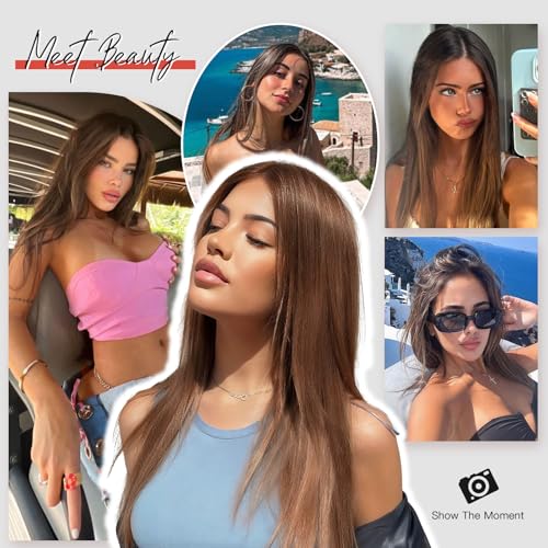 Allbell Long Straight Brown Wigs for Women 24 Inch Heat-Resistant Synthetic Hair - Dark Brown, Layered, Natural Look, Party & Halloween