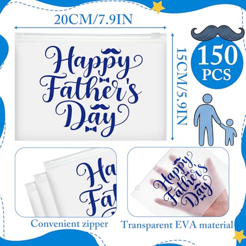 Kacctyen 150 Pcs Happy Father's Day Waterproof Cosmetic & Toiletry Bags Bulk Gifts for Dad