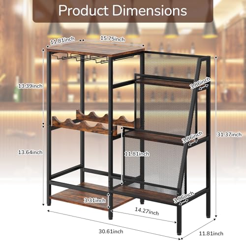 Large 3-Tier Liquor Stand and Mini Bar Table for Home Wine & Whiskey Storage