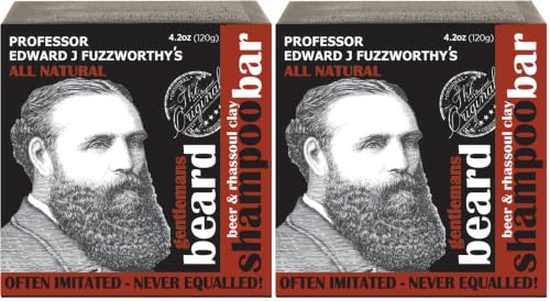 Rhassoul Beard Shampoo Bar for Men - Extra Soft, Tames & Nourishes - 4.2 oz Pack of 2 - All Natural