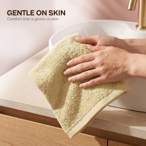 12 Pack Cotton Washcloths - 12x12 Inches, Absorbent & Soft, Variety Colors - Beige, Plum, Sage Green, Navy