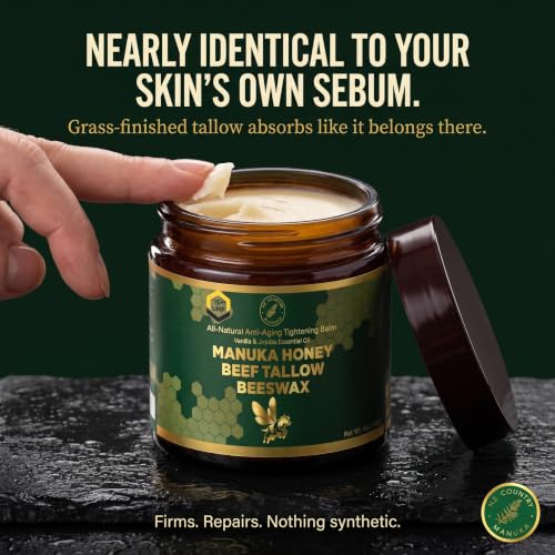 NZ Country Organic Grass-Fed Beef Tallow Honey Balm 4oz with Manuka & Jojoba