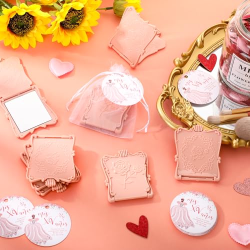50 Champagne Pink Rose Mirror Party Favors for Quinceanera Guest Gifts Set