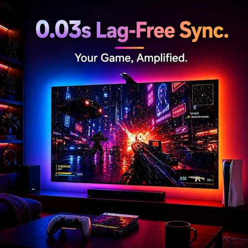 TV LED Backlight Strip for 55-65 Inch TVs, Real-Time Sync, App Control
