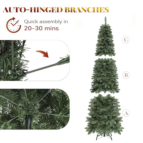 YITAHOME 6ft Green Fraser Fir Pencil Christmas Tree with Remote - Prelit Slim Holiday Tree