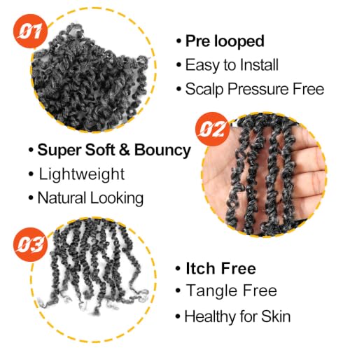 8 Inch Salt and Pepper Micro Twist Crochet Hair Extensions - 10 Packs, Pre-Twisted for Black Women