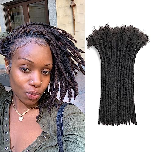 Human Hair Dreadlock Extensions 4 Inch 20 Strands Natural Black 0.6cm - Handmade Loc Extensions