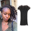 Human Hair Dreadlock Extensions 4 Inch 20 Strands Natural Black 0.6cm - Handmade Loc Extensions