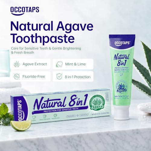 Occotaps Natural Agave Fluoride-Free Toothpaste for Sensitive Teeth 3 Pack 3.53 fl oz