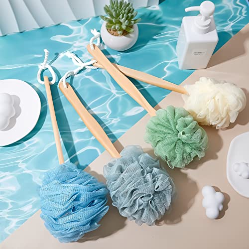 Multicolor 12 Pack Long Handle Loofah Back Scrubber for Shower - Dark Colors
