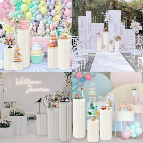 Havenlux Round 5-Pack Foldable Cylinder Pedestal Stands for Party Decor, Wedding & Event Backdrops