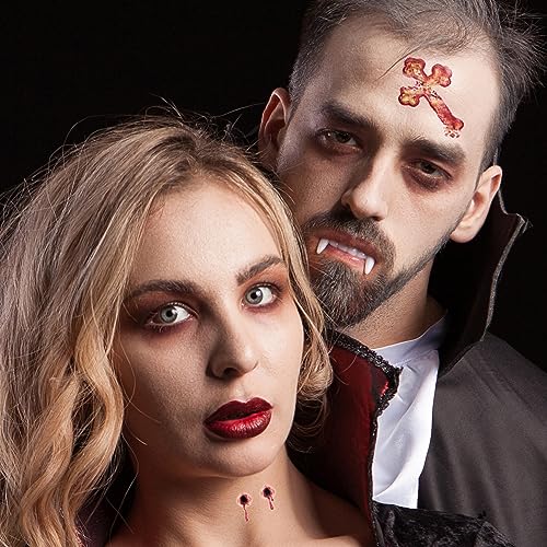 Bite Mark Temporary Tattoo Kits ? Vampire Costume Kit - 4pk of Bite Marks & Branded Cross - Easier than Make-Up - MADE in USA (Bite Marks 4pk)