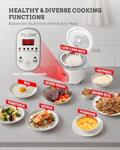 Grey TLOG Low Carb Rice Cooker 4-Cup Uncooked 2L with 5 Presets & 24H Timer