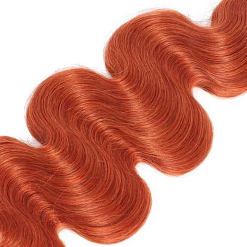 350 Orange Hair Extensions - Body Wave Brazilian Virgin Human Hair 14 Inch - Double Weft, 50g Bundles (Variation: 350 Orange B / 14 14 14 Inch)