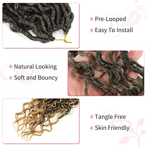 Alicoco Goddess Locs Crochet Hair 14 Inch 8 Packs Faux Locs with Curly Ends for Women Boho Style