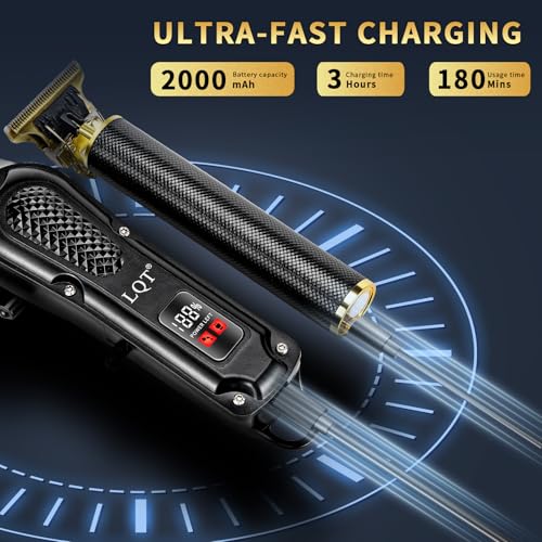 LQT Cordless Hair Clippers & T-Blade Trimmer Set with Case - 2 Pieces, Rechargeable
