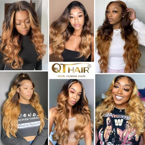 Brazilian Human Hair Extensions - Ombre Body Wave Bundle 10 Inches #1b/4/27