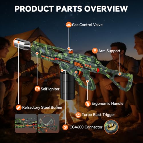 Dark Green Propane Torch 36.6" Extra Long Reach Blow Torch for Cooking & Fire Starting