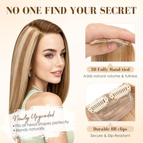 Clip-In Hair Extensions 10 Inch Thick Human Hair Short Volume Clip Set - Golden Brown & Bleach Blonde - Variation of THIS listing