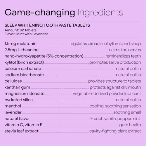 Duo Sleep Toothpaste Tablets with Melatonin & Nano Hydroxyapatite — 62 Count (Pack of 1)