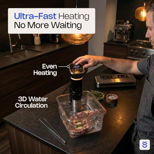 ORVEN 1100W Sous Vide Cooker with Precise Temperature Control, Stainless Steel, Digital Timer, 4-20L Capacity