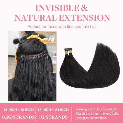 GOO GOO I Tip Hair Extensions 16 Inch Natural Black 50g 100 Strands