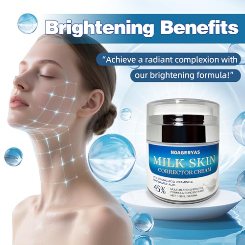 Corrector Cream with Hyaluronic Acid, Vitamin C, Niacinamide & 45% Multi-Action Concentrate - Reduces Fine Lines & Acne Scars for Smooth, Milk-Like Skin - 1.86 oz