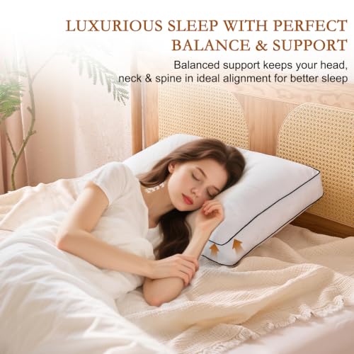 King Size Wool Pillow Set of 2 - White Australian Wool & Down Alternative Support Cushions
