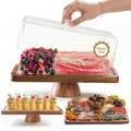 HOMESPHERE Rectangular Acacia Wood Cake Stand with Lid & Charcuterie Board - 17x13