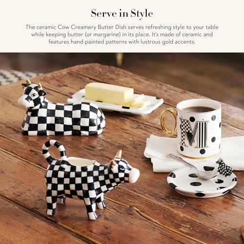 Ceramic Butter Dish with Cow Lid - Farmhouse Kitchen Decor