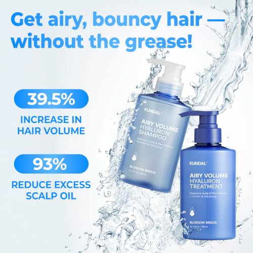 KUNDAL Airy Volume Hyaluron Shampoo & Conditioner Set – Blossom Breeze, 10.14 fl oz Each