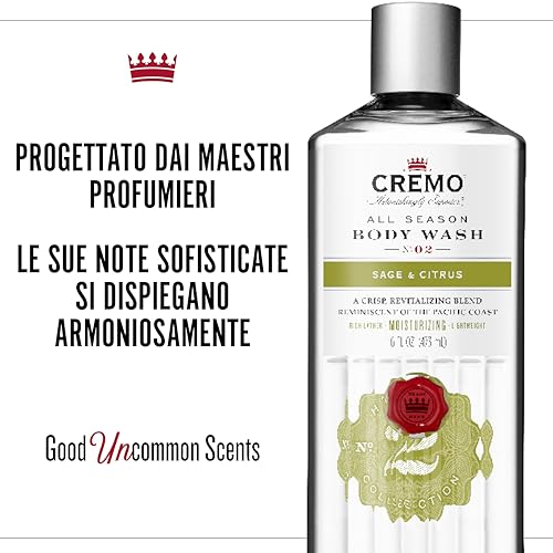 Cremo Men's Body Wash Bundle with Blue Cedar & Cypress and Sage & Citrus Scents, 2 x 16 Fl Oz