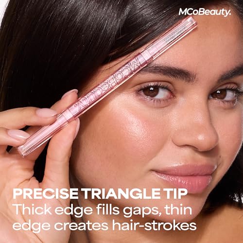 MCoBeauty - XtendBrows Shape & Sculpt Brow Pencil - Medium To Dark - Natural Look Eyebrow Filler Pen with Triangle Tip & Spoolie - Long-Wearing Cream Brow Definer for Fuller Natural Brows