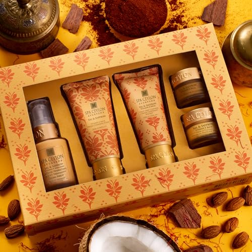 SPA CEYLON SAL & SAFFRON - VITAMIN E ENRICHED - SKIN CARE SET | Sal and Saffron | Vitamin E Enriched | Skin Care Set for a Complete Beauty Ritual | Body Care set