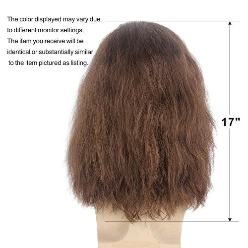 Men's Brown Curly Wave Layered Synthetic Wig with Cap for Cosplay and Daily Wear