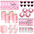 Abbylike 40 Pcs Galentine's Day Gift Include Gift Box Glass Cup Makeup Bags Plush Socks Greeting Cards Velvet Hair Scrunchies Bracelets Sunglasses for Women Friend Bestie Valentine Party Favors