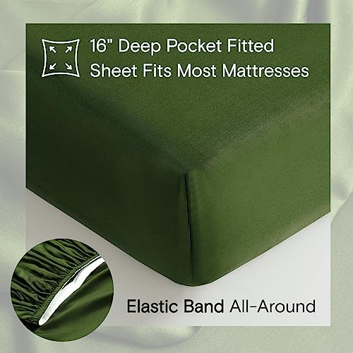 Organic Bamboo Viscose Sheet Set - King No Top Sheet - Forest