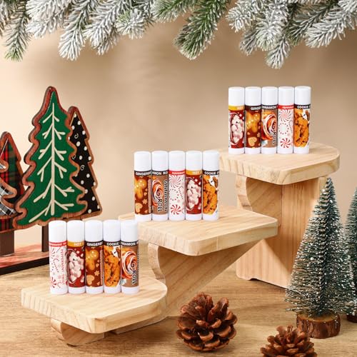 25 Pcs Christmas Lip Balms Bulk Peppermint Candy Cane Gingerbread Hot Cocoa Gifts Cookie Cinnamon Flavor Lip Balm Party Favor Xmas Stocking Stuffers Christmas Bulk Gifts for Coworker Staff Employee