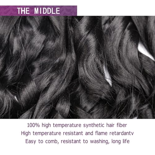 Pre Stretched Braiding Hair 20 Inch Loose Wave Crochet Extensions 8 Packs - Big Curly Bouncy Synthetic 1B