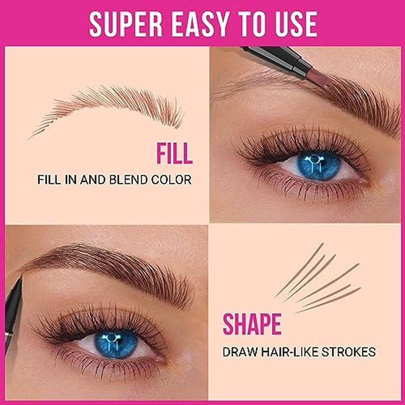 iMethod Microblading Eyebrow Pencil - Brow Pencil 2-in-1 Dual-Ended Eyebrow Pen with 3-Prong Micro-Fork-Tip Applicator and Precise Brush-Tip Creates Natural-Looking Brows, Stay on All Day, Dark Brown