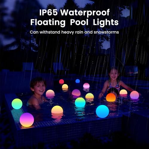 Rechargeable LED Ball Lights 3-Inch Floating Sphere with Remote - 10 Pack
