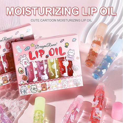 6pcs Roll On Lip Gloss Set, Fruit Flavored Lip Gloss Set Glossy Lip Make-up for Women Non Toxic, Party Gift, Best Friends