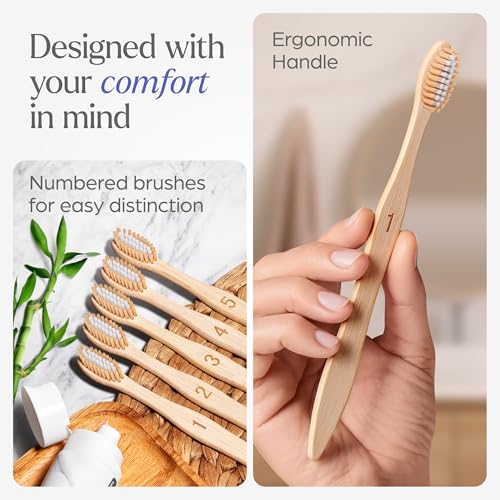 VIVAGO Bamboo Toothbrushes - Medium Bristles, 50 Count Pack for Adults