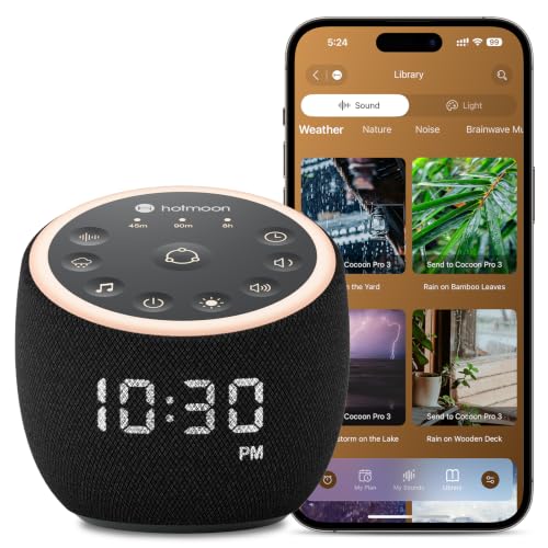 Hotmoon Cocoon Pro 3 Smart Sleep Sound Machine Black, 117 Sounds, App Control
