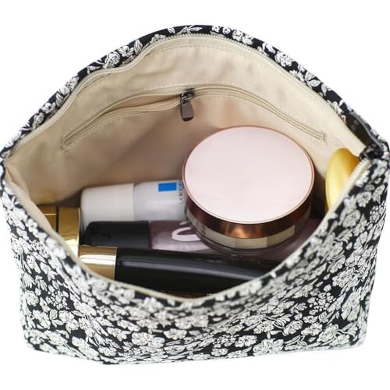 Floral Jacquard Makeup Bag - Large Capacity Cosmetic Pouch for Travel, Toiletry Organizer with Zipper, Perfect for Daily Use & Gifts, Stylish Make Up Organizer, Purses for Women Clearance