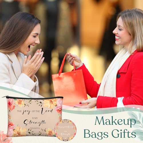Vintage Christian Gift Set for Women - Religious Gift Bulk with Bible Verse Makeup Bags & Mirrors