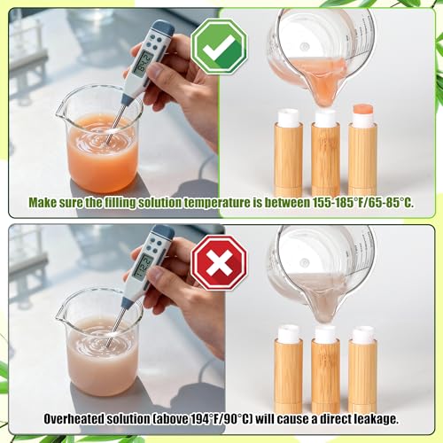 Starry 24 Pcs 5g Bamboo Empty Lip Balm Tubes with Filling Tray & Spatula Leak Free DIY Natural Lip Balm Making Kit
