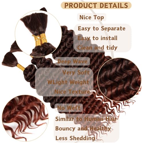 18 Inch Deep Water Wave Hair Extensions 4 Bundles for Braiding - T350#
