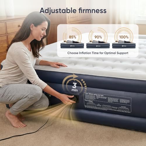 Sekey King Size 20" Raised Air Mattress with Built-In Pump - Grey/King