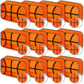 24 Pcs Basketball Gifts for Teen Girls 12 Basketball Makeup Bags with 12 Round Makeup Pocket Mirror, 7 x 4.7 x 2.4'' Cosmetic Bag Sport Gifts for Women Players Fans